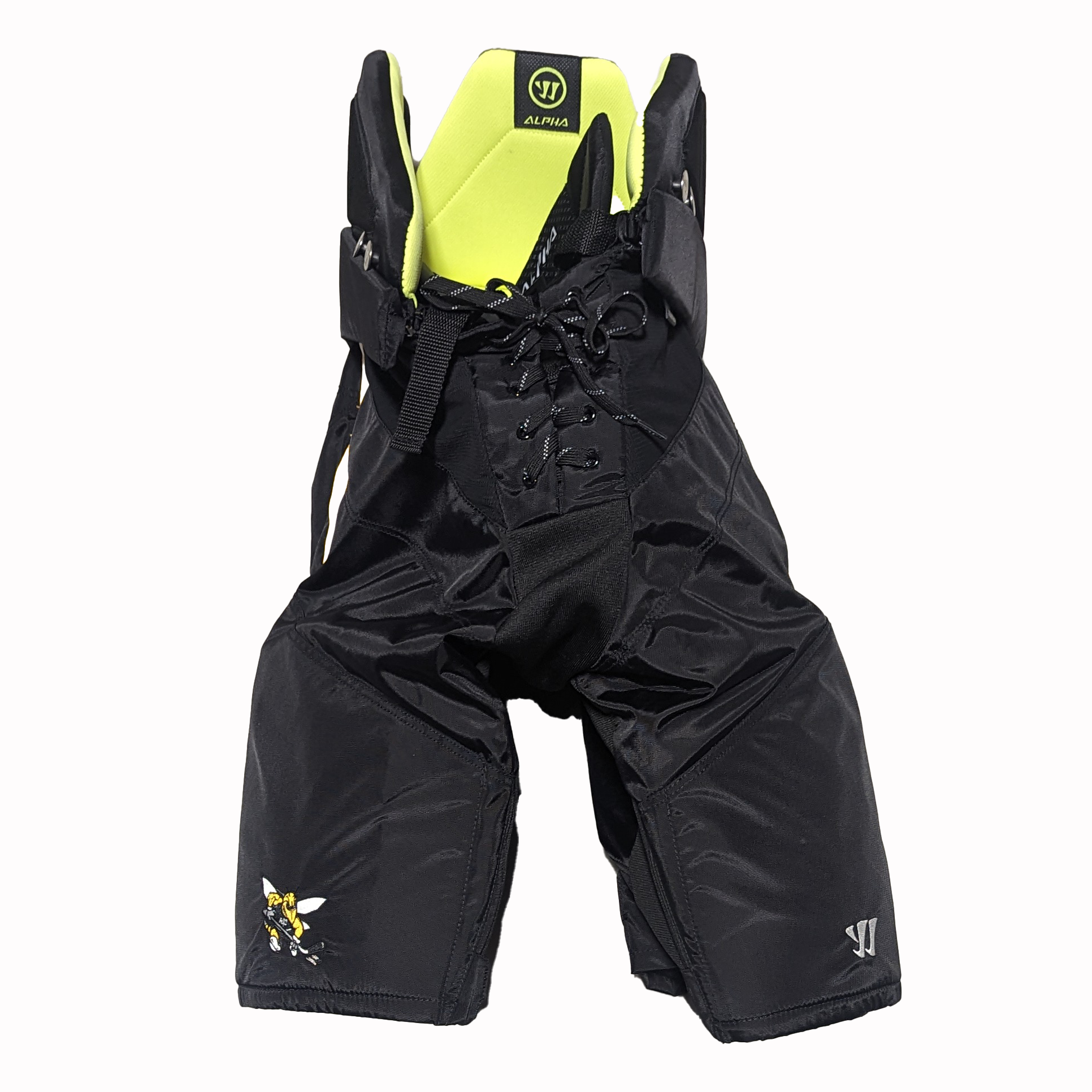 Pantalon de hockey Warrior Alpha - NCAA Pro Stock (noir/jaune/blanc)
